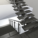 Glass railing for metal stairs with elegant design