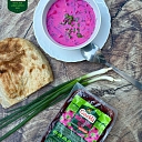 Pickled beets in straws