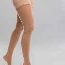 Medical compression stockings with silicone lace and toe section