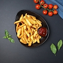 Homemade, golden french fries