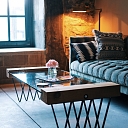Industrial design table with metal structure