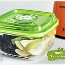 Glass container, food storage system VacSy