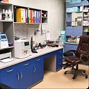 Veterinary clinic equipment and laboratory area for animal examinations