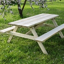 Wooden table and benches