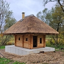 Log buildings made of solid pine wood