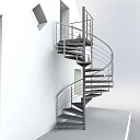 Spiral staircase made of metal with wooden steps in a modern interior