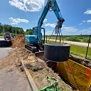 Construction work on the house foundation