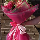Large bouquet of roses in a package