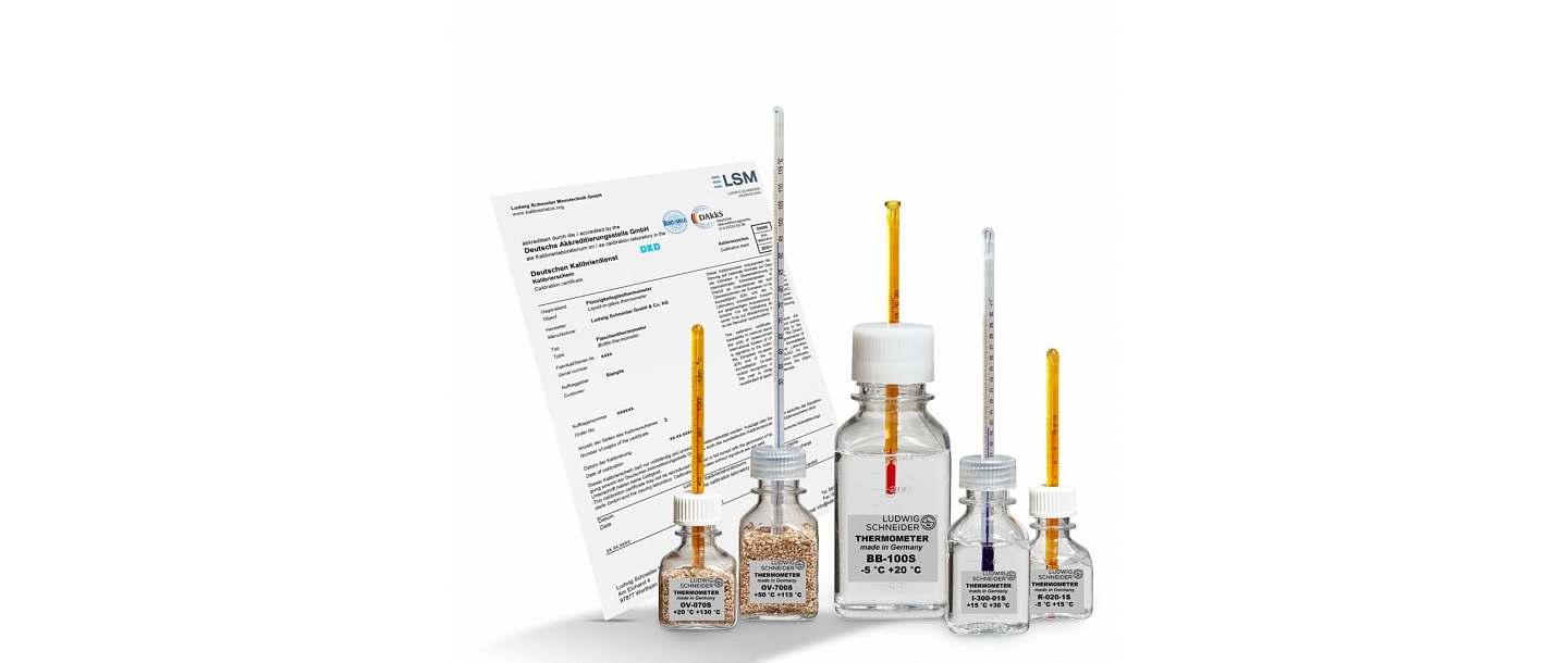 Glass and electronic thermometers, hydrometers, thermal sensors