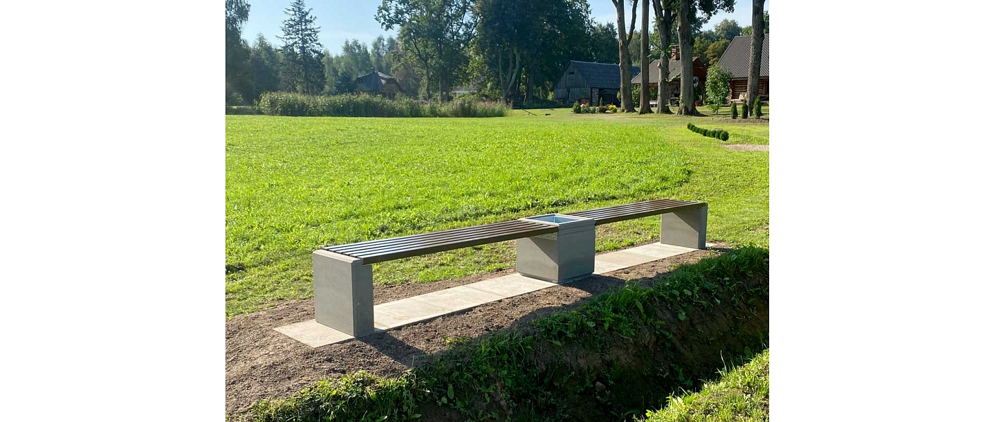 bench complete with waste bin