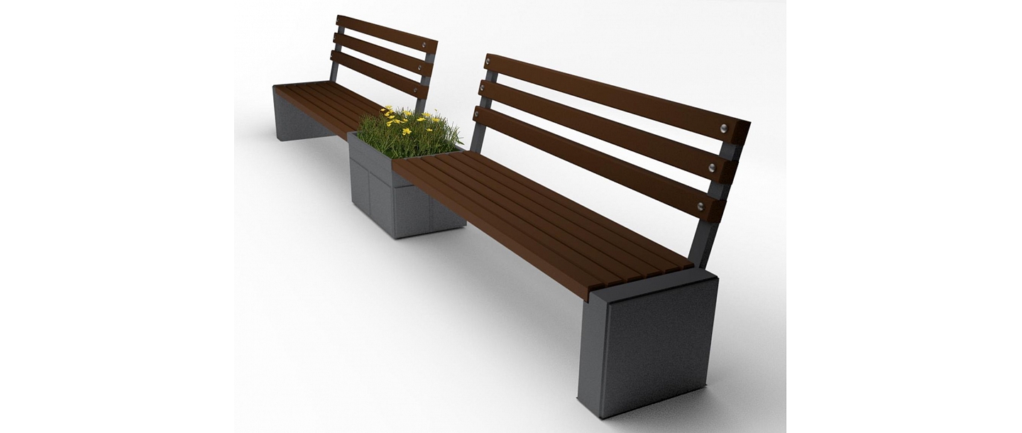 bench with flower box