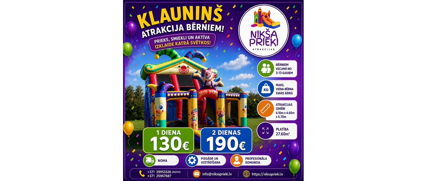 Atrakcija bērniem Klauniņš