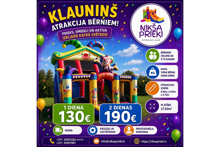 Atrakcija bērniem Klauniņš