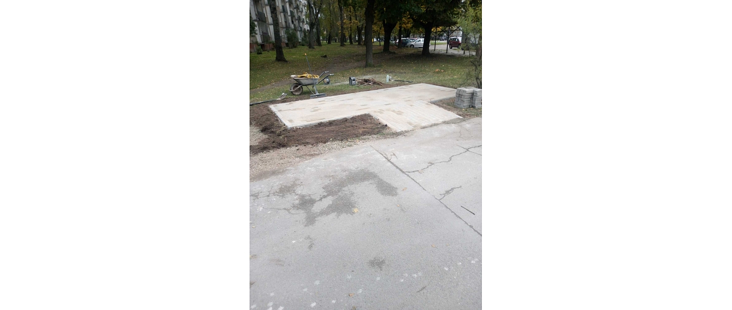 Installation of curbs and paving