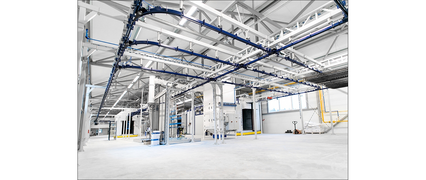 Powder coating of large format parts