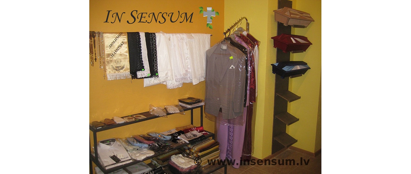 Coffins, urns, clothing