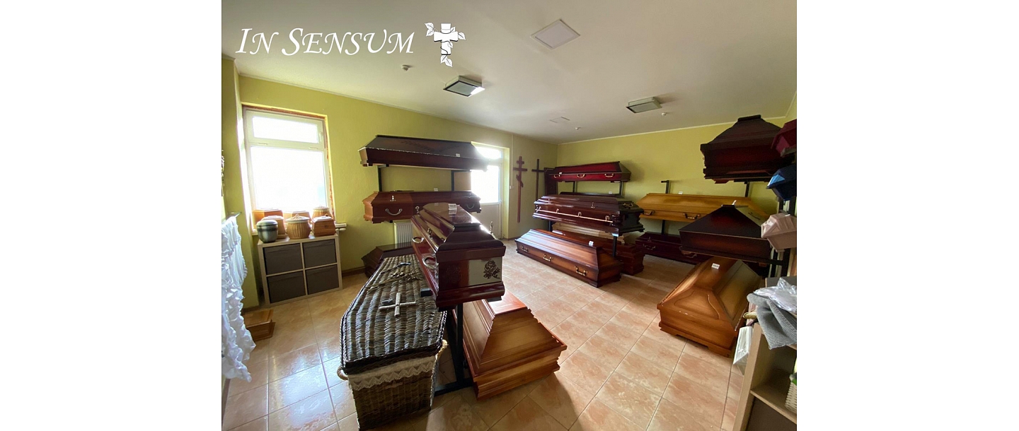 Coffins, urns, clothing