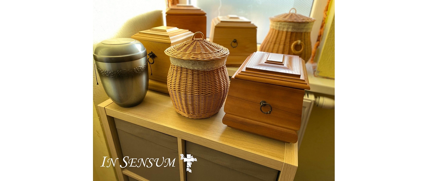 Coffins, urns, clothing