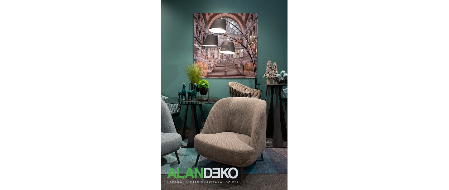 ALANDEKO lounge chair, lamps, artificial indoor plants