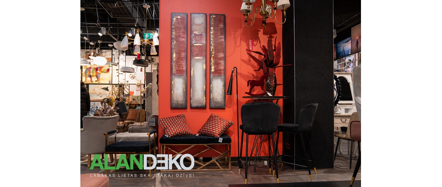 ALANDEKO bar chairs, hall bench, ceiling lamp, decorative cushions, bar table