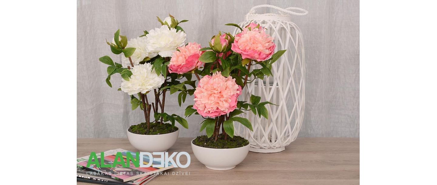 ALANDEKO decorative indoor plants metal lantern artificial flowers in pots