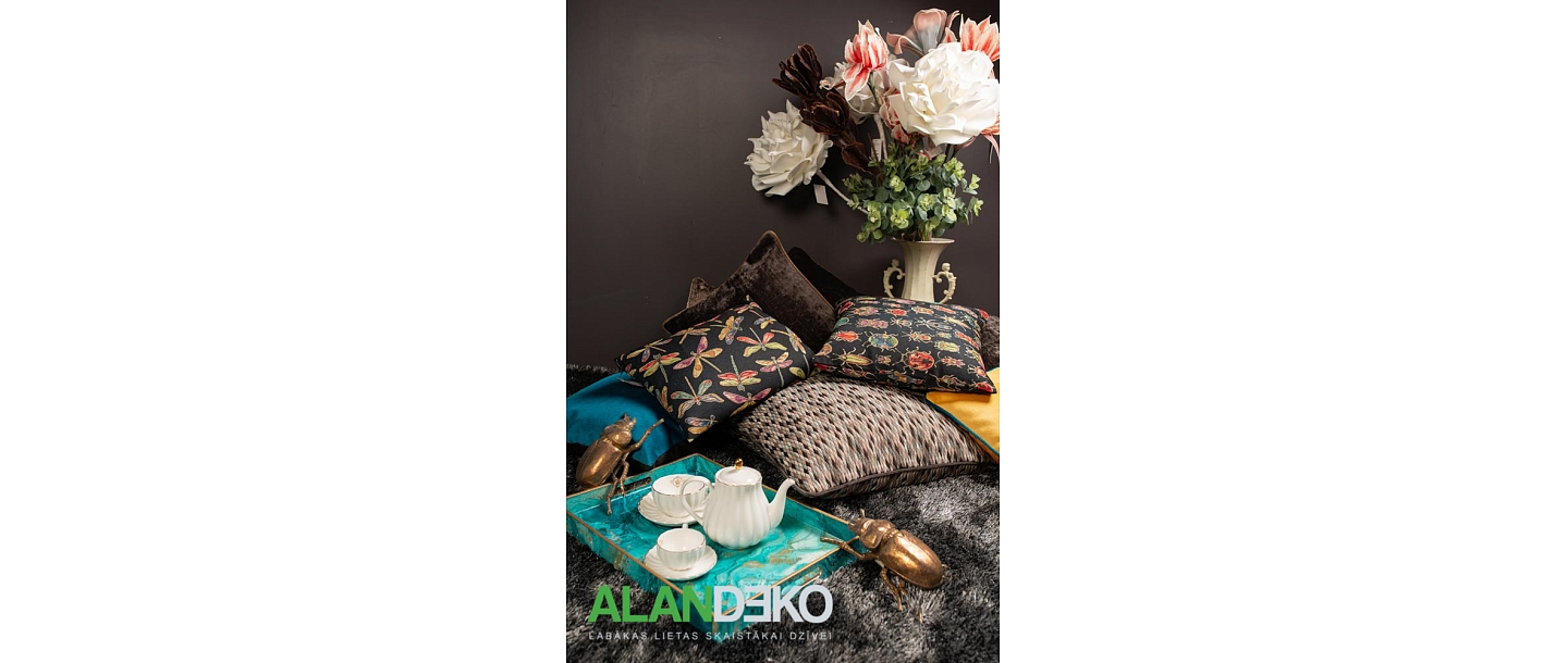 ALANDEKO home textile decorative pillowcase tea tray artificial cut flowers porcelain teapot