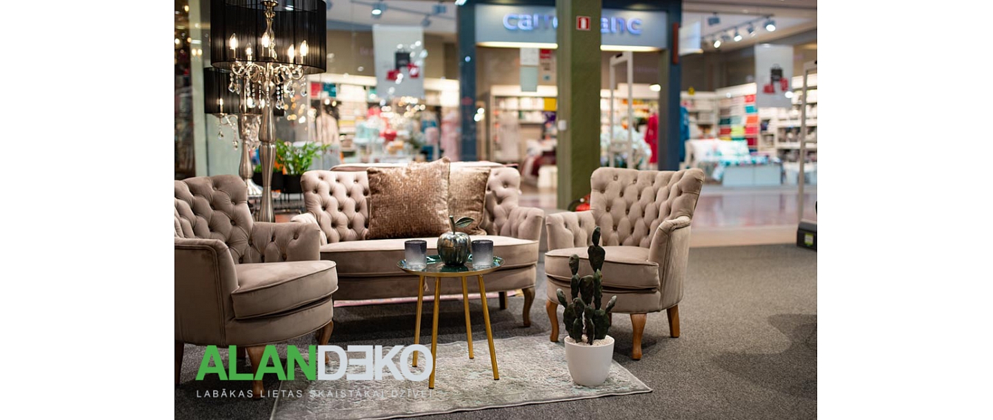 ALANDEKO furniture for relaxation, crystal lamps, floor lamps
