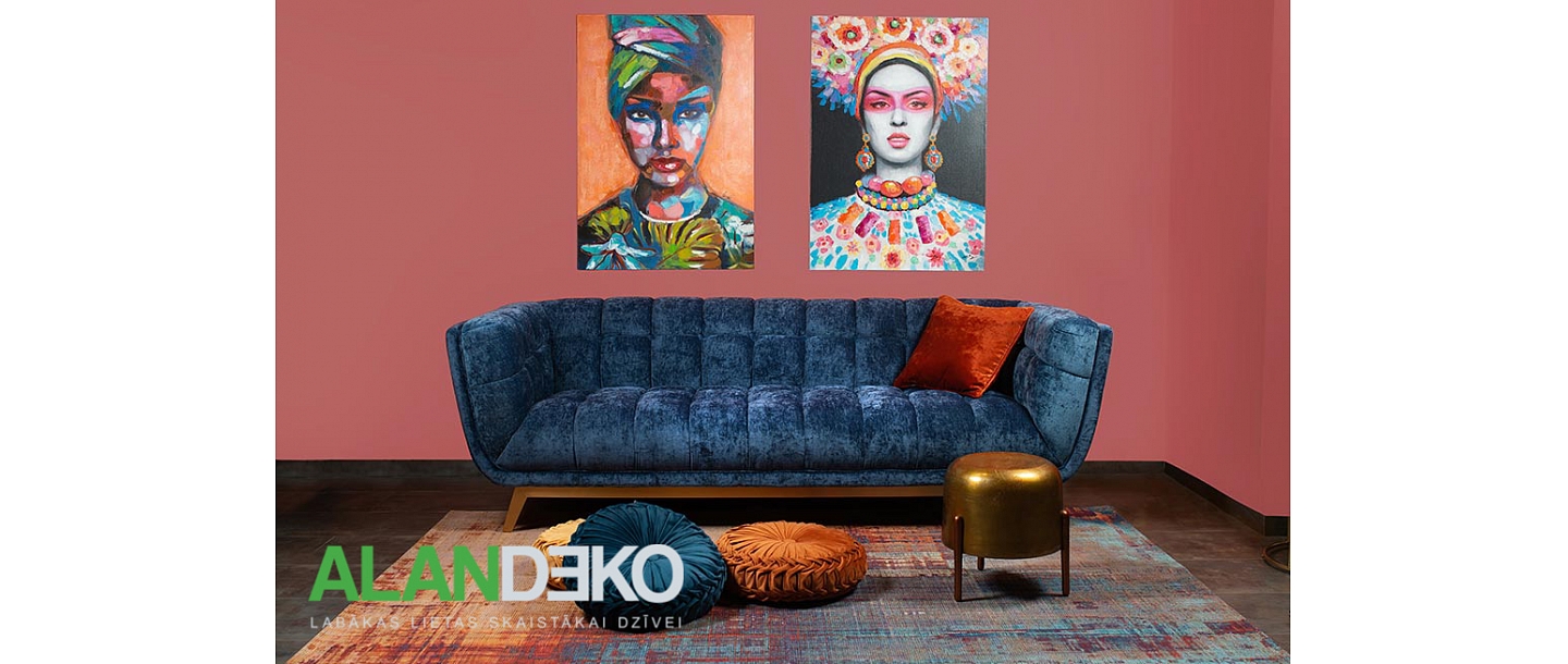 ALANDEKO sienu dekori gleznas mīkstās mēbeles samta dīvāns
