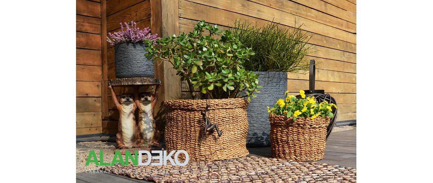 ALANDEKO terrace decoration, flower pots, wicker baskets, entrance mats, garden decorations