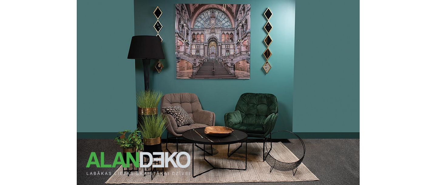 ALANDEKO living room interior lounge chairs floor lamp magazine holder decorative dish