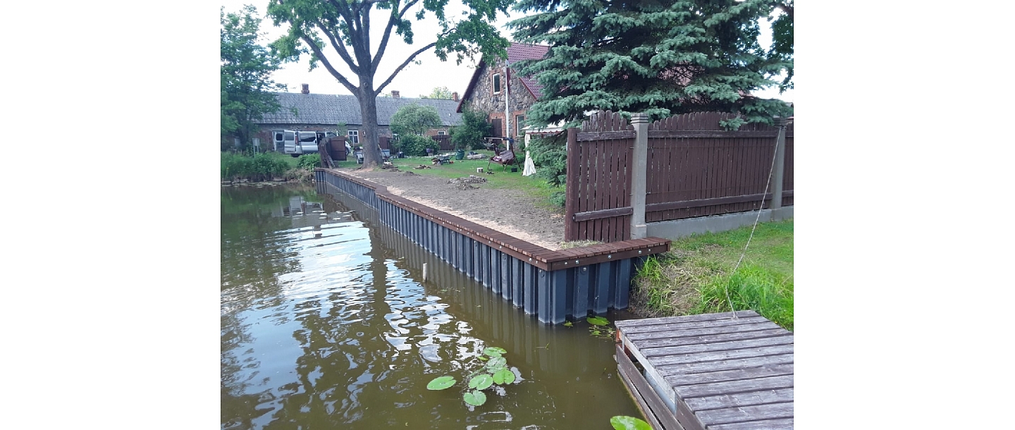 Excavation of water bodies and strengthening of the shoreline