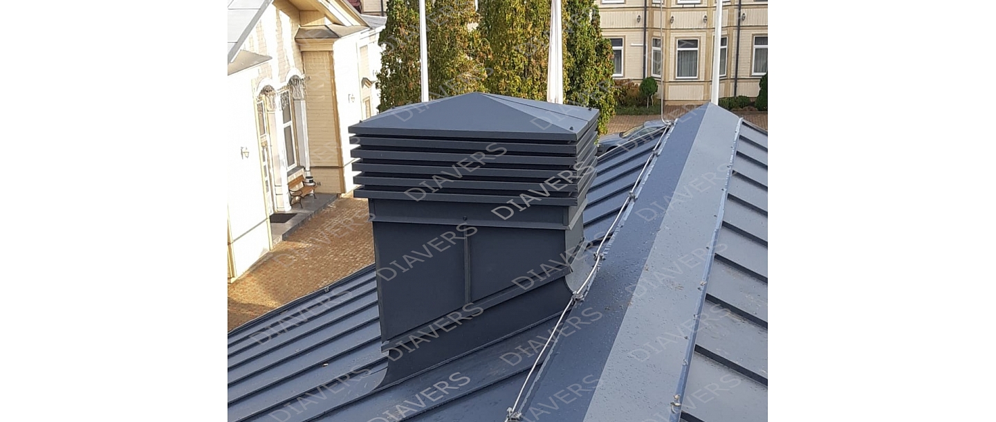 Rolled profile Chimney installation in tin, Diavers