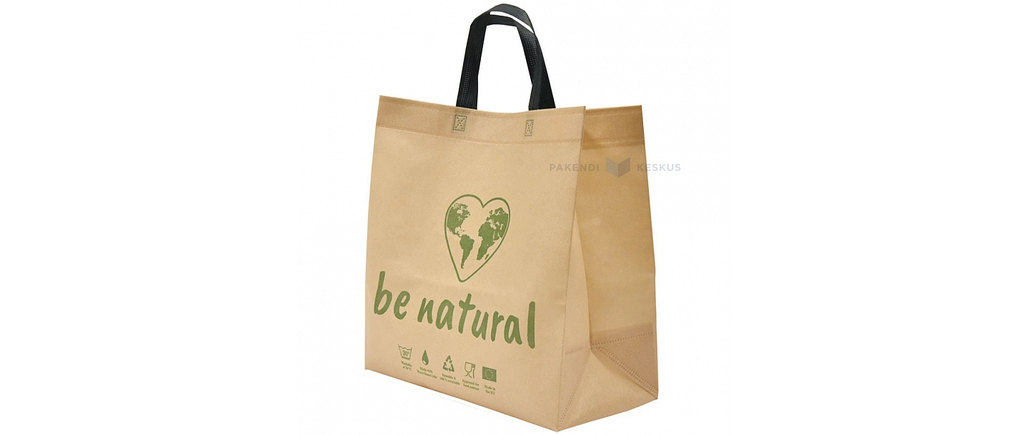PP felt bag with Be Natural print with handles