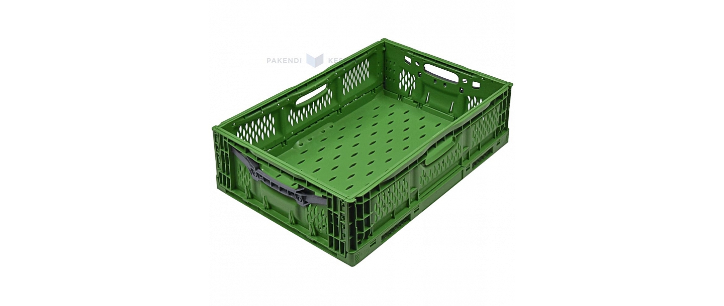 Green folding plastic box 600x400x180mm