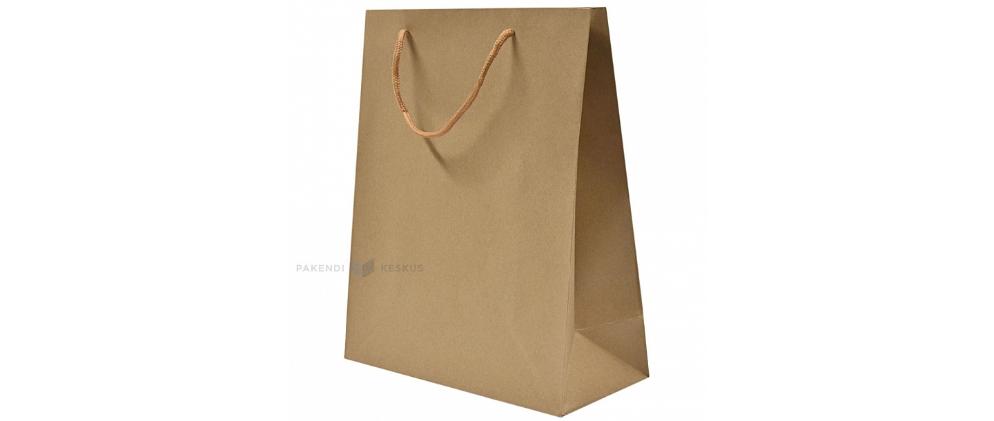 Brown paper bag with rope handles 26 + 12x32cm - Paper bags - Bags