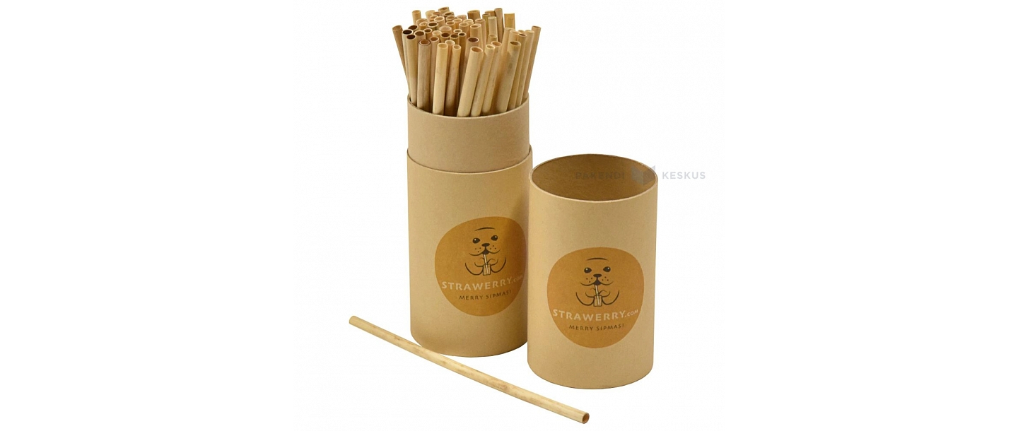 Cocktail straw made of natural reeds Strawerry 20cm, approx. 50 pcs / pack - For food