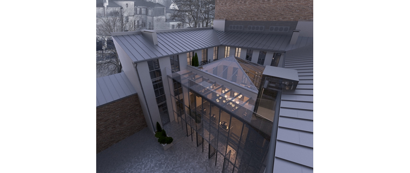 CONVERSION OF AN OFFICE BUILDING INTO A HOTEL. Riga, 59 Dzirnava Street. Project 2019-2020