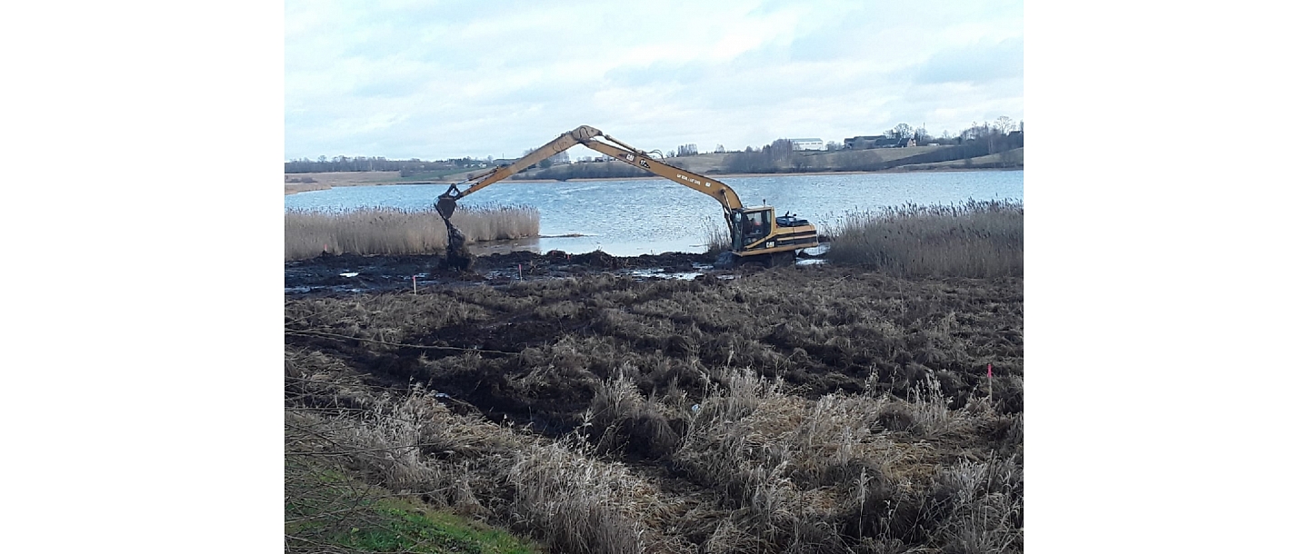 Excavation of water bodies and strengthening of the shoreline