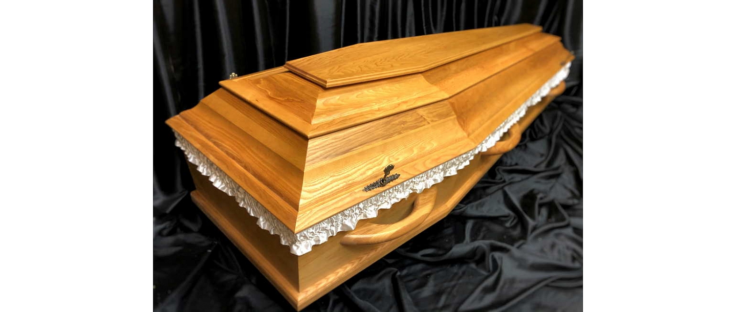 A wooden coffin