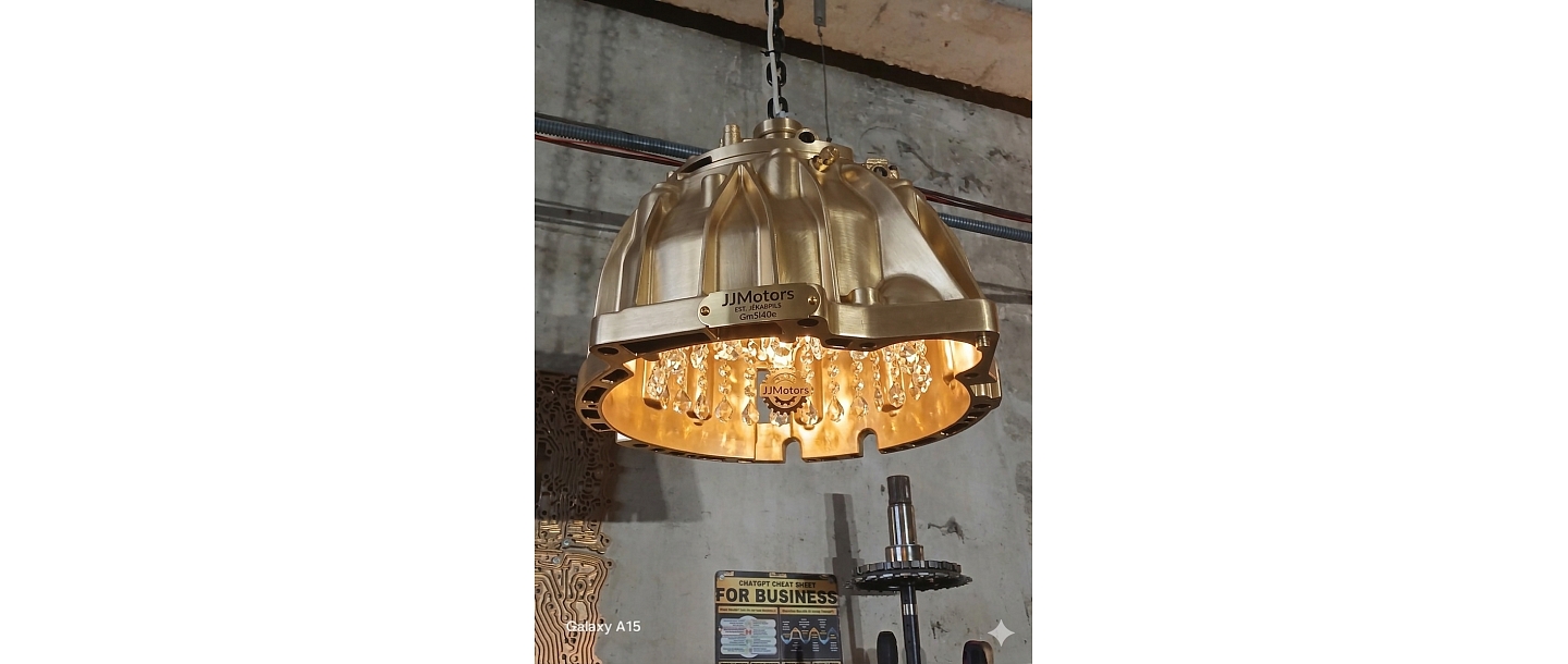 Unique chandelier made from auto parts