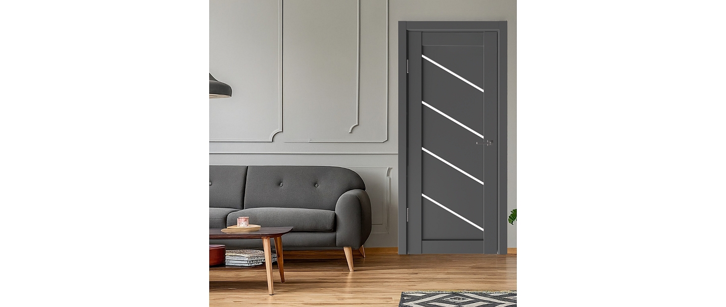 Dianonal-1, anthracite, laminated interior doors