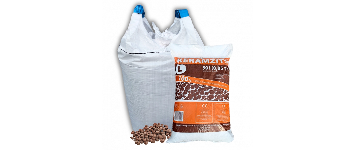 Keramzīts frakcija 0-4 mm, 4-10 mm, 10-20 mm