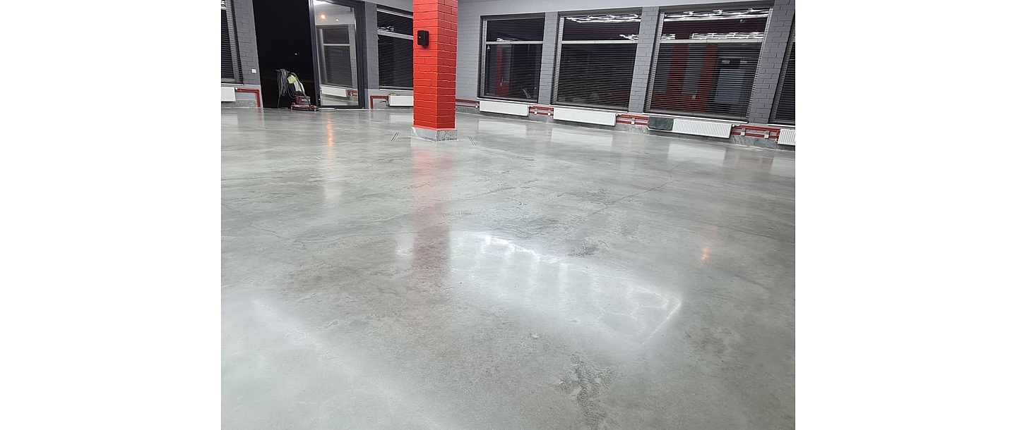 Polished concrete floor in commercial premises
