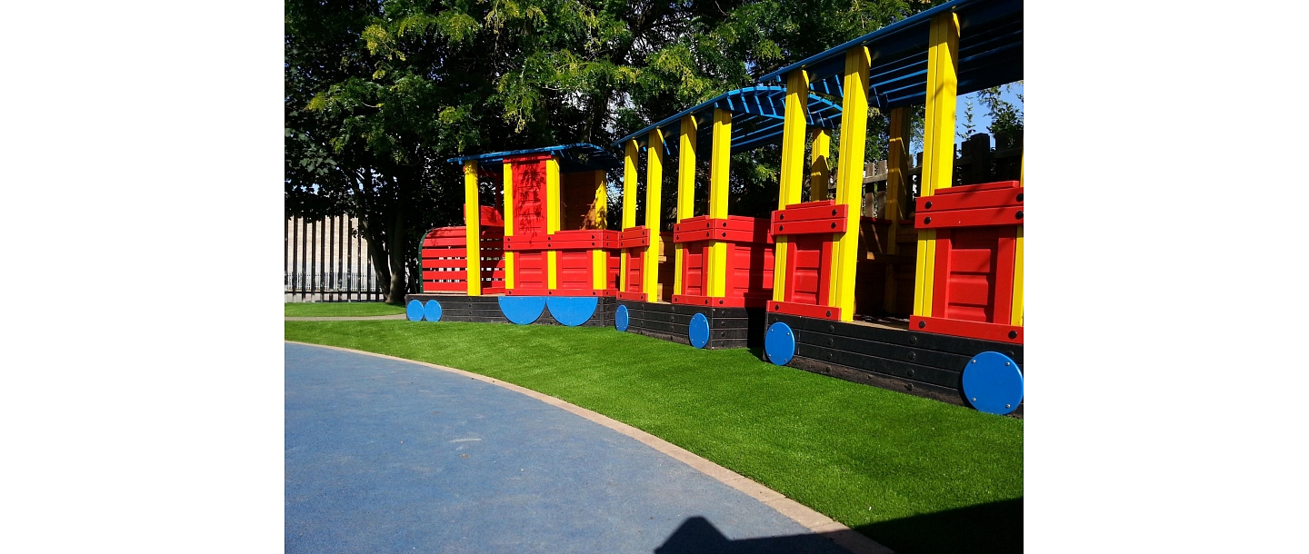 Artificial grass in the playground
