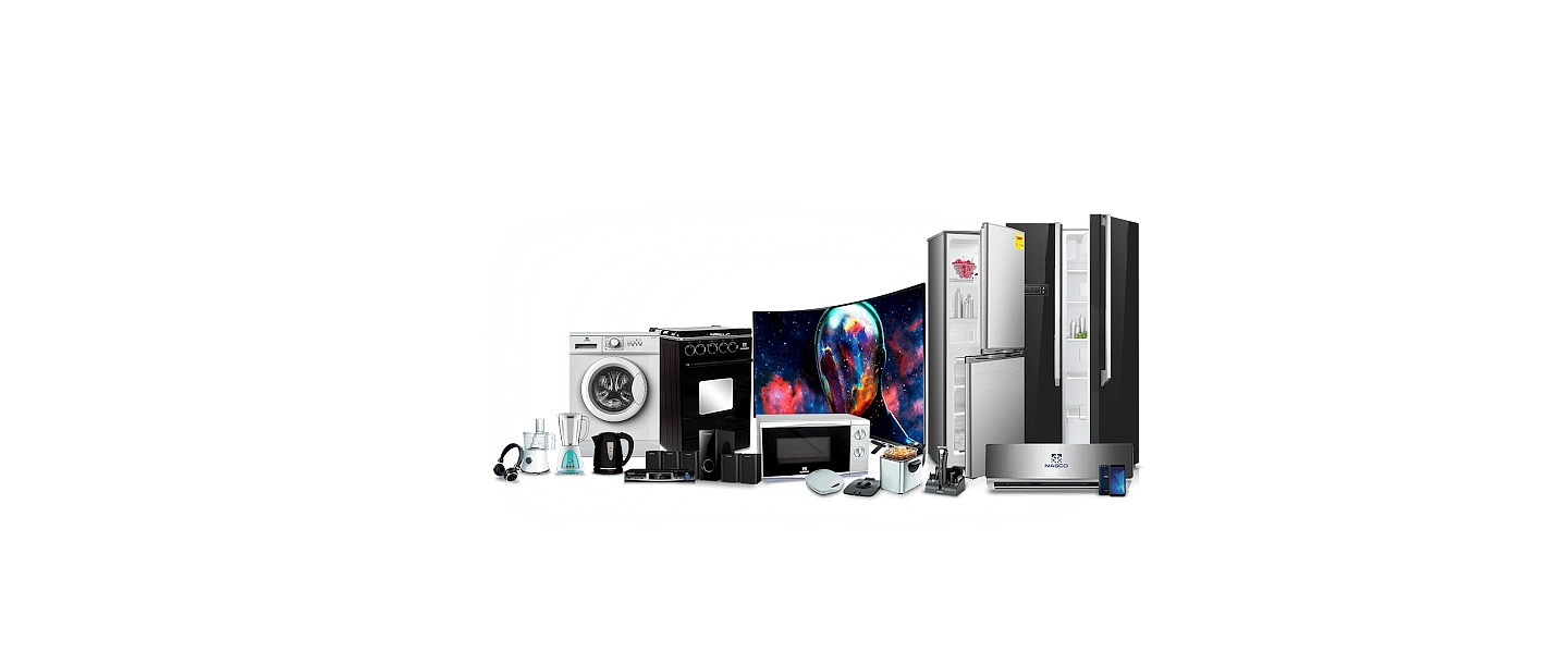 Various types of household electrical appliances and electrical goods.