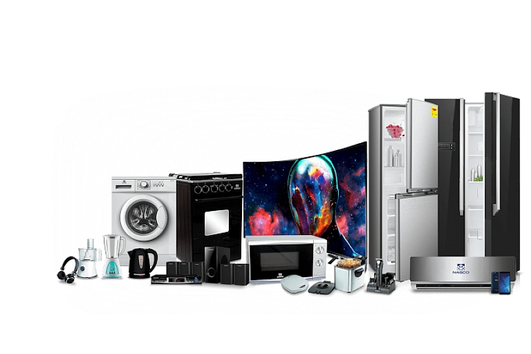 Dažādu veidu sadzīves elektroierīces un elektropreces.