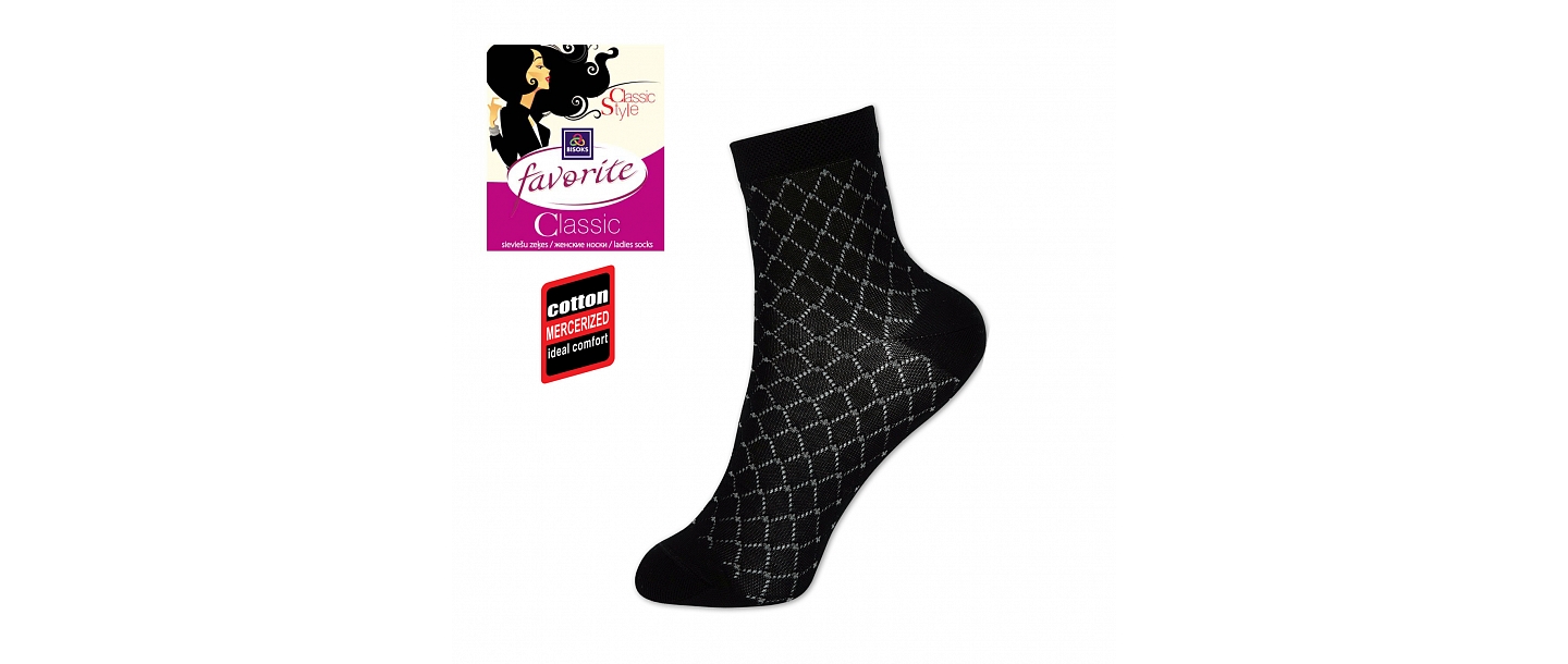 Sērijas FAVORITE CLASSIC sieviešu zeķes. Izgatavotas no augstās kvalitātes dzijas dažādos dizainu un krāsu variantos. Elegantas, ērtas un praktiskas.