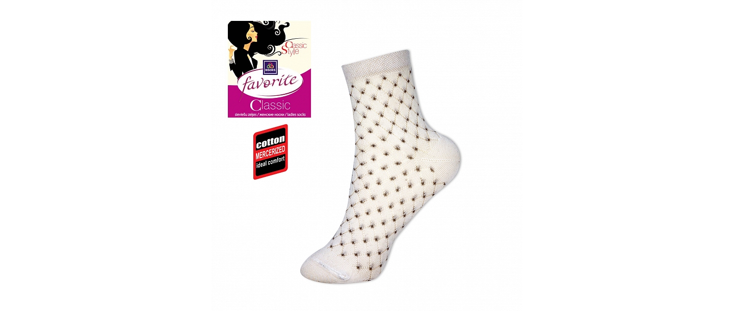 Sērijas FAVORITE CLASSIC sieviešu zeķes. Izgatavotas no augstās kvalitātes dzijas dažādos dizainu un krāsu variantos. Elegantas, ērtas un praktiskas.