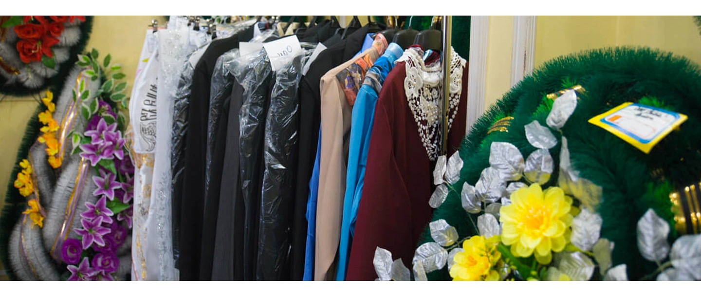 Clothing, funeral wreaths