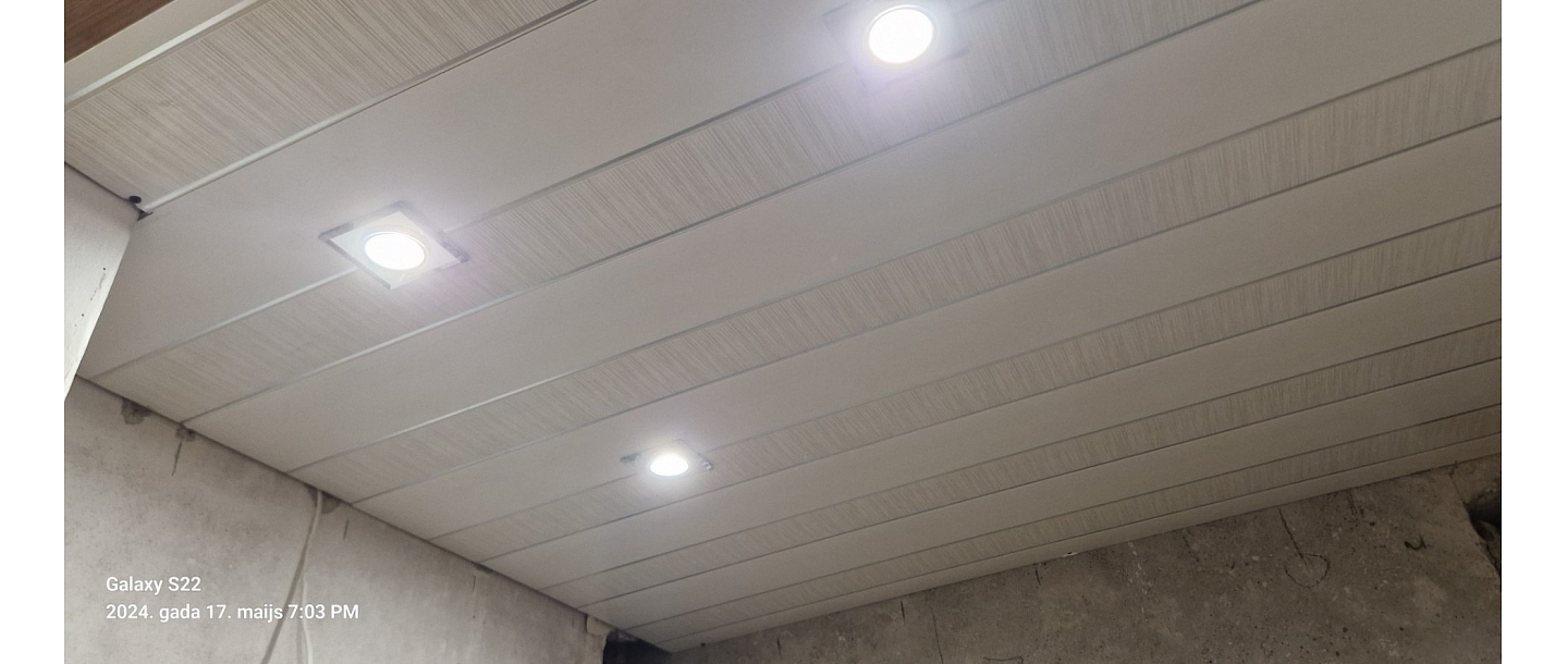Ceiling installation with recessed lighting.